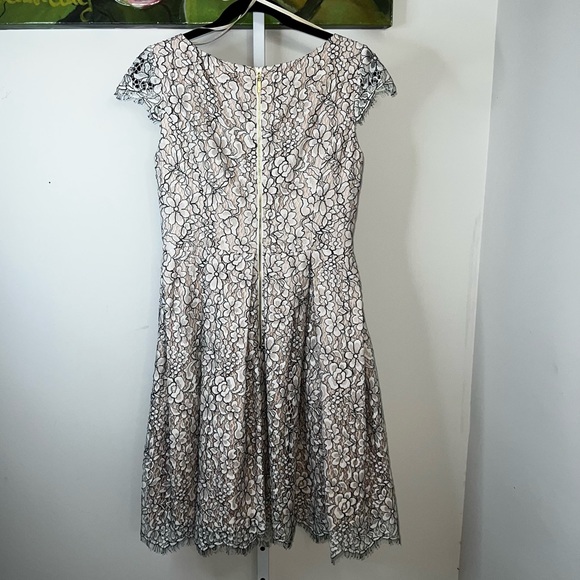 Eliza J Cream & Black Lace Cocktail Dress with Pockets Size 4 - Picture 2 of 15